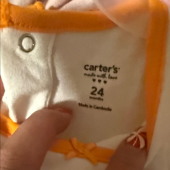 CARTERS Orange & White Kids 2Piece set 24months/2T NWT ADORABLE 🥰 - Picture 3 of 6